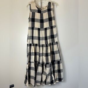 Tribe Alive Black and Cream Linen Maxi Dress